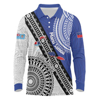 Fiji an Samoa Rugby Custom Long Sleeve Polo Shirt Flying Fijians Manu Samoa Together Pacific - Polynesian Pride