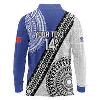 Fiji an Samoa Rugby Custom Long Sleeve Polo Shirt Flying Fijians Manu Samoa Together Pacific - Polynesian Pride