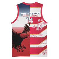 USA and Japan Rugby Custom Basketball Jersey Eagles Brave Blossoms Together Pacific - Polynesian Pride