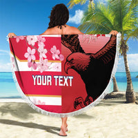 USA and Japan Rugby Custom Beach Blanket Eagles Brave Blossoms Together Pacific - Polynesian Pride