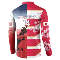 USA and Japan Rugby Custom Button Sweatshirt Eagles Brave Blossoms Together Pacific - Polynesian Pride