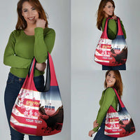 USA and Japan Rugby Custom Grocery Bag Eagles Brave Blossoms Together Pacific - Polynesian Pride