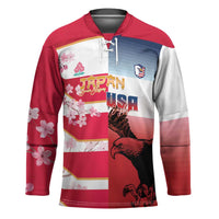 USA and Japan Rugby Custom Hockey Jersey Eagles Brave Blossoms Together Pacific LT14 Unisex Red - Polynesian Pride
