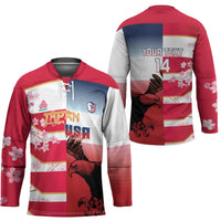 USA and Japan Rugby Custom Hockey Jersey Eagles Brave Blossoms Together Pacific LT14 - Polynesian Pride