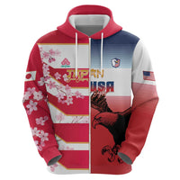 USA and Japan Rugby Custom Hoodie Eagles Brave Blossoms Together Pacific - Polynesian Pride
