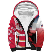 USA and Japan Rugby Custom Sherpa Hoodie Eagles Brave Blossoms Together Pacific - Polynesian Pride