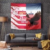 USA and Japan Rugby Custom Tapestry Eagles Brave Blossoms Together Pacific - Polynesian Pride