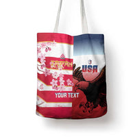 USA and Japan Rugby Custom Tote Bag Eagles Brave Blossoms Together Pacific - Polynesian Pride