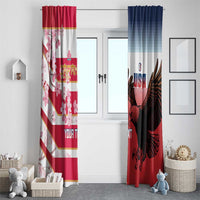 USA and Japan Rugby Custom Window Curtain Eagles Brave Blossoms Together Pacific - Polynesian Pride