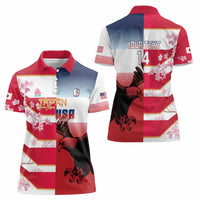 USA and Japan Rugby Custom Women Polo Shirt Eagles Brave Blossoms Together Pacific - Polynesian Pride