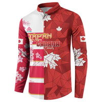 Canada and Japan Rugby Custom Button Sweatshirt Canucks Brave Blossoms Together Pacific - Polynesian Pride