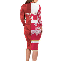 Canada and Japan Rugby Custom Family Matching Long Sleeve Bodycon Dress and Hawaiian Shirt Canucks Brave Blossoms Together Pacific - Polynesian Pride