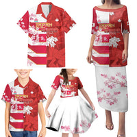 Canada and Japan Rugby Custom Family Matching Puletasi and Hawaiian Shirt Canucks Brave Blossoms Together Pacific - Polynesian Pride