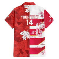 Canada and Japan Rugby Custom Family Matching Short Sleeve Bodycon Dress and Hawaiian Shirt Canucks Brave Blossoms Together Pacific - Polynesian Pride