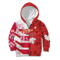 Canada and Japan Rugby Custom Kid Hoodie Canucks Brave Blossoms Together Pacific - Polynesian Pride