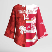 Canada and Japan Rugby Custom Kimono Sleeve Blouse Canucks Brave Blossoms Together Pacific - Polynesian Pride