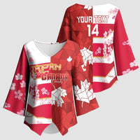 Canada and Japan Rugby Custom Kimono Sleeve Blouse Canucks Brave Blossoms Together Pacific - Polynesian Pride