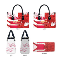 Canada and Japan Rugby Custom Leather Bag Canucks Brave Blossoms Together Pacific - Polynesian Pride