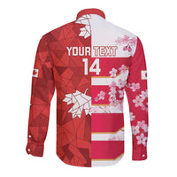 Canada and Japan Rugby Custom Long Sleeve Button Shirt Canucks Brave Blossoms Together Pacific - Polynesian Pride