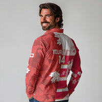 Canada and Japan Rugby Custom Long Sleeve Polo Shirt Canucks Brave Blossoms Together Pacific - Polynesian Pride