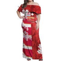 Canada and Japan Rugby Custom Off Shoulder Maxi Dress Canucks Brave Blossoms Together Pacific - Polynesian Pride