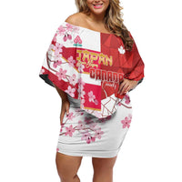 Canada and Japan Rugby Custom Off Shoulder Short Dress Canucks Brave Blossoms Together Pacific - Polynesian Pride