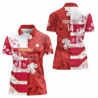 Canada and Japan Rugby Custom Women Polo Shirt Canucks Brave Blossoms Together Pacific - Polynesian Pride