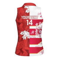 Canada and Japan Rugby Custom Women Sleeveless Polo Shirt Canucks Brave Blossoms Together Pacific - Polynesian Pride