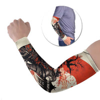 Samurai Warrior Japan Arm Sleeves Red-blossomed Tree Classic Japanese Stylized - Polynesian Pride