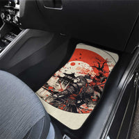 Samurai Warrior Japan Car Mats Red-blossomed Tree Classic Japanese Stylized - Polynesian Pride