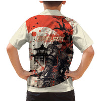 Samurai Warrior Japan Family Matching Mermaid Dress and Hawaiian Shirt Red-blossomed Tree Classic Japanese Stylized - Polynesian Pride