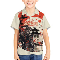 Samurai Warrior Japan Family Matching Summer Maxi Dress and Hawaiian Shirt Red-blossomed Tree Classic Japanese Stylized LT14 Son's Shirt Red - Polynesian Pride