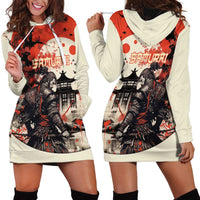 Samurai Warrior Japan Hoodie Dress Red-blossomed Tree Classic Japanese Stylized - Polynesian Pride
