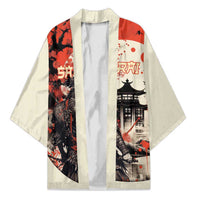 Samurai Warrior Japan Kimono Red-blossomed Tree Classic Japanese Stylized - Polynesian Pride