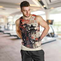 Samurai Warrior Japan Men Tank Top Red-blossomed Tree Classic Japanese Stylized - Polynesian Pride