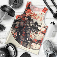Samurai Warrior Japan Men Tank Top Red-blossomed Tree Classic Japanese Stylized - Polynesian Pride