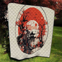Samurai Warrior Japan Quilt Red-blossomed Tree Classic Japanese Stylized - Polynesian Pride