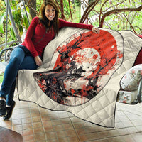 Samurai Warrior Japan Quilt Red-blossomed Tree Classic Japanese Stylized - Polynesian Pride