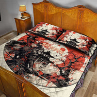 Samurai Warrior Japan Quilt Bed Set Red-blossomed Tree Classic Japanese Stylized - Polynesian Pride