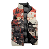 Samurai Warrior Japan Sleeveless Puffer Jacket Red-blossomed Tree Classic Japanese Stylized LT14 - Polynesian Pride