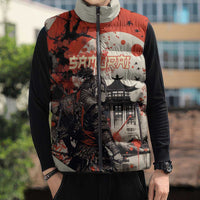 Samurai Warrior Japan Sleeveless Puffer Jacket Red-blossomed Tree Classic Japanese Stylized LT14 - Polynesian Pride