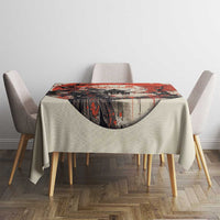 Samurai Warrior Japan Tablecloth Red-blossomed Tree Classic Japanese Stylized - Polynesian Pride