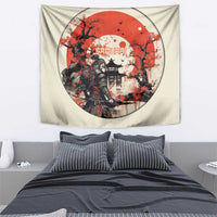 Samurai Warrior Japan Tapestry Red-blossomed Tree Classic Japanese Stylized LT14 - Polynesian Pride