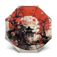 Samurai Warrior Japan Umbrella Red-blossomed Tree Classic Japanese Stylized LT14 One Size Folded 11.42 inch Opened Diameter 37.4 inch Red - Polynesian Pride