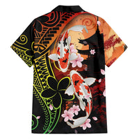 Hawaiian and Japanese Family Matching Tank Maxi Dress and Hawaiian Shirt Koi Fish With Kanaka Polynesian Tattoo - Polynesian Pride