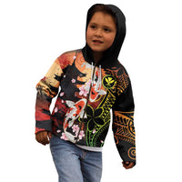 Hawaiian and Japanese Kid Hoodie Koi Fish With Kanaka Polynesian Tattoo - Polynesian Pride