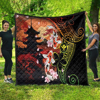 Hawaiian and Japanese Quilt Koi Fish With Kanaka Polynesian Tattoo - Polynesian Pride