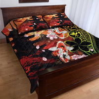 Hawaiian and Japanese Quilt Bed Set Koi Fish With Kanaka Polynesian Tattoo - Polynesian Pride