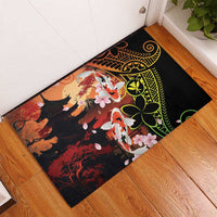 Hawaiian and Japanese Rubber Doormat Koi Fish With Kanaka Polynesian Tattoo - Polynesian Pride