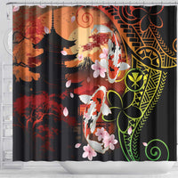 Hawaiian and Japanese Shower Curtain Koi Fish With Kanaka Polynesian Tattoo - Polynesian Pride